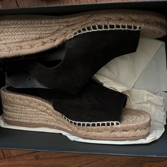 NWT $395 rag & bone | Calla | Suede Wedge Sandals in Black | Size 9.5 - Picture 5 of 11
